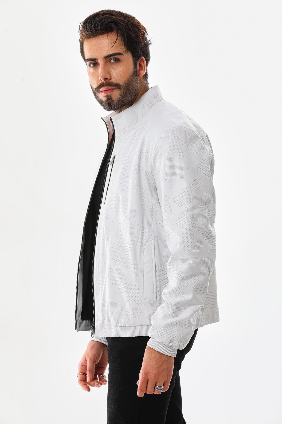 Vinci Leather The Como Reversible White & Black Leather Bomber Men Jacket – product view 6