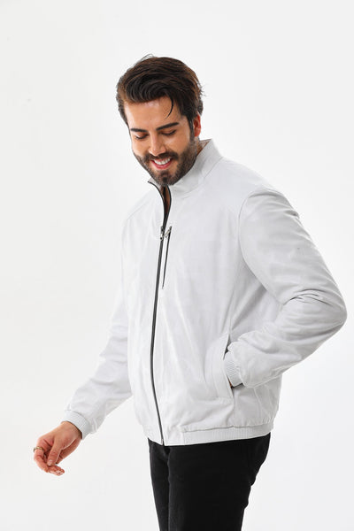 The Como Reversible White & Black Leather Bomber Men Jacket