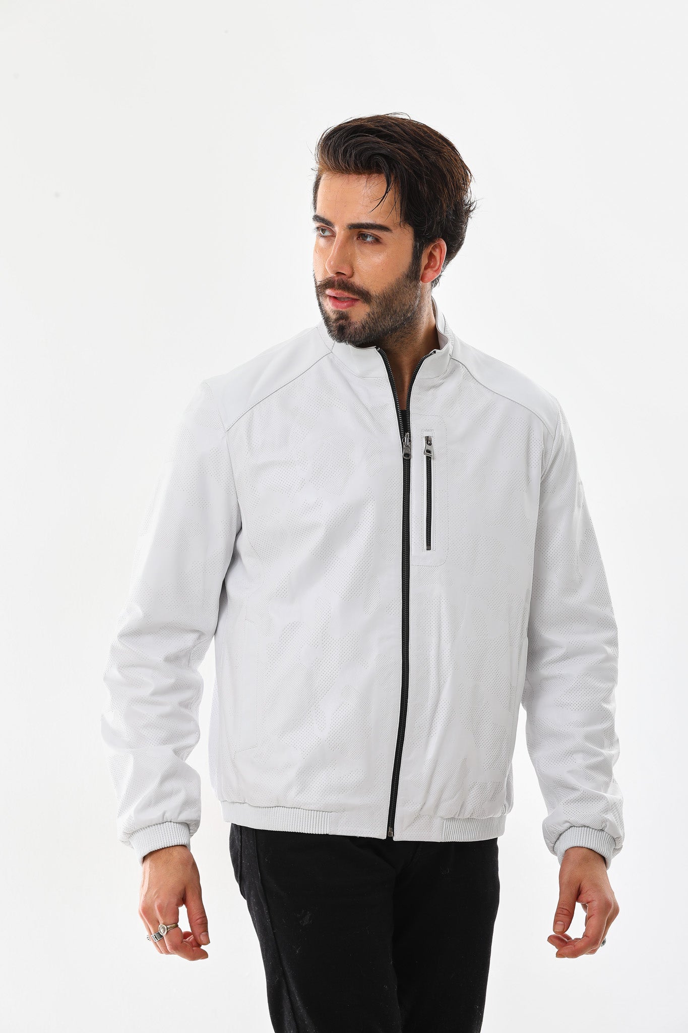 The Como Reversible White & Black Leather Bomber Men Jacket