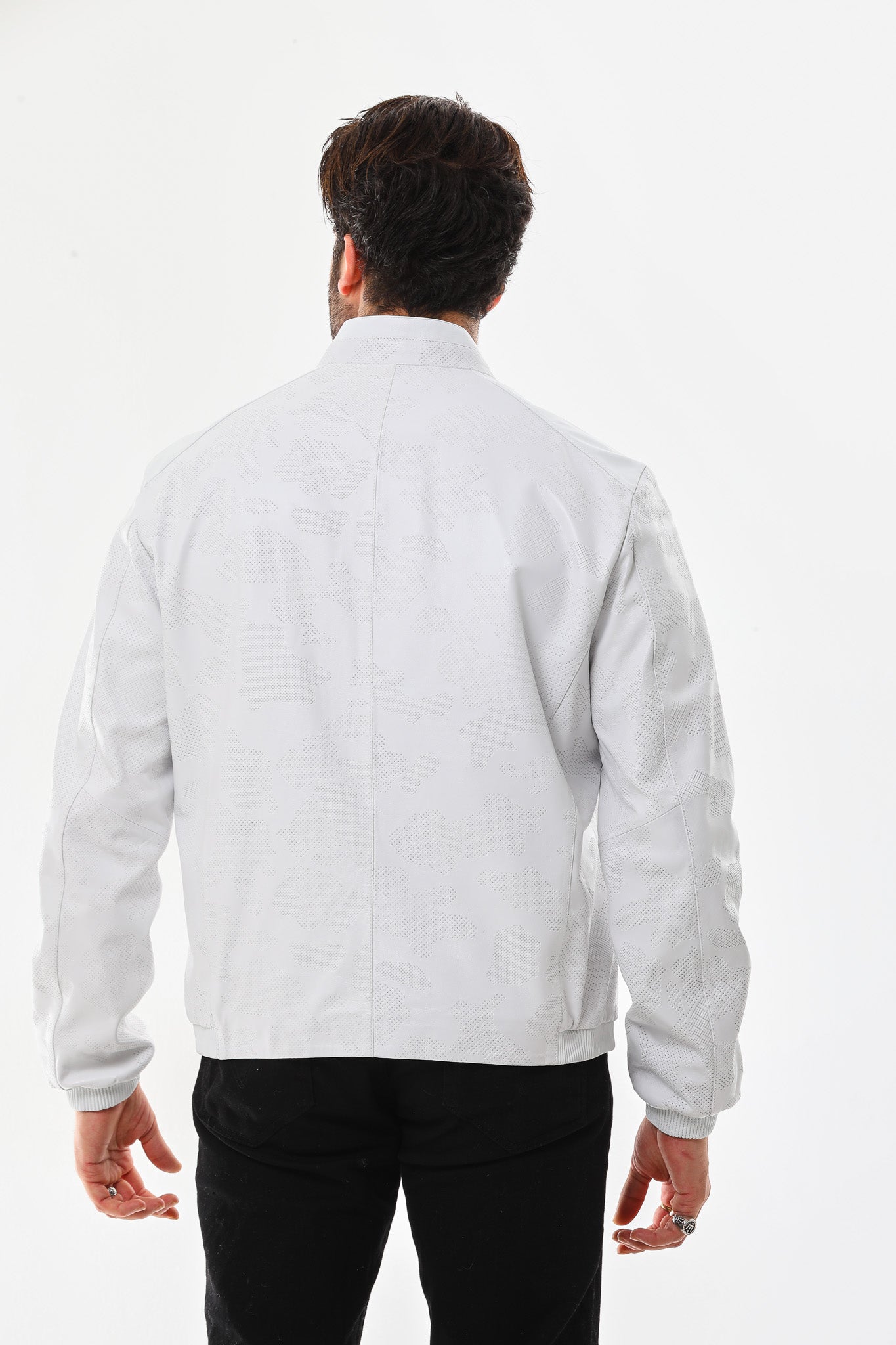 The Como Reversible White & Black Leather Bomber Men Jacket