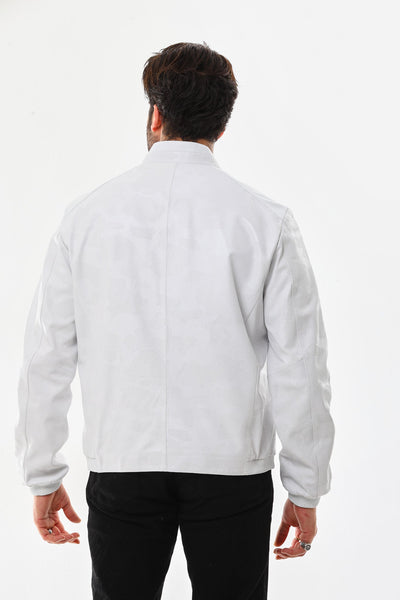 The Como Reversible White & Black Leather Bomber Men Jacket
