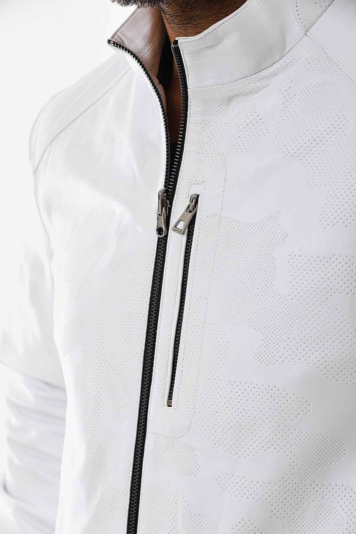 Vinci Leather The Como Reversible White & Black Leather Bomber Men Jacket – product view 3