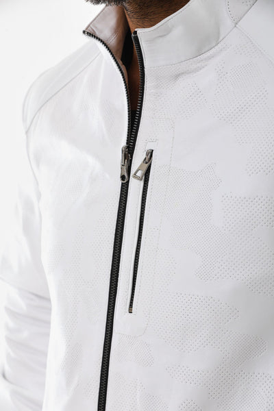 The Como Reversible White & Black Leather Bomber Men Jacket
