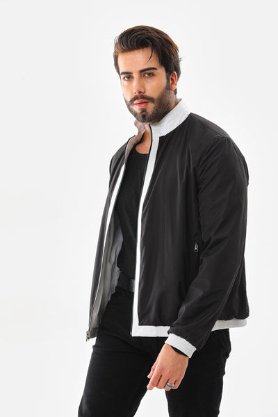 The Como Reversible White & Black Leather Bomber Men Jacket