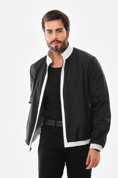 The Como Reversible White & Black Leather Bomber Men Jacket