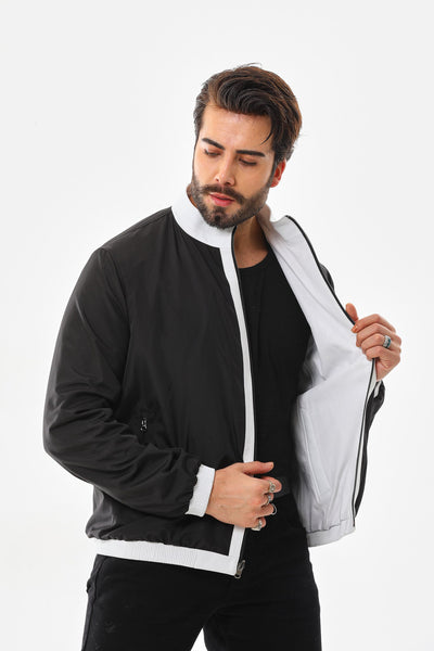 The Como Reversible White & Black Leather Bomber Men Jacket