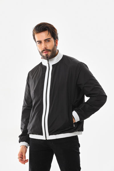 The Como Reversible White & Black Leather Bomber Men Jacket