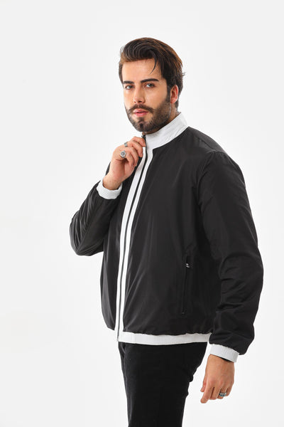 The Como Reversible White & Black Leather Bomber Men Jacket