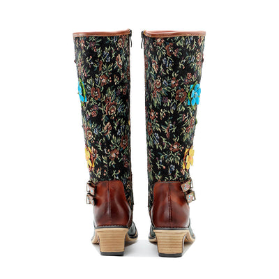 Vintage Handmade Stunning Floral Boots
