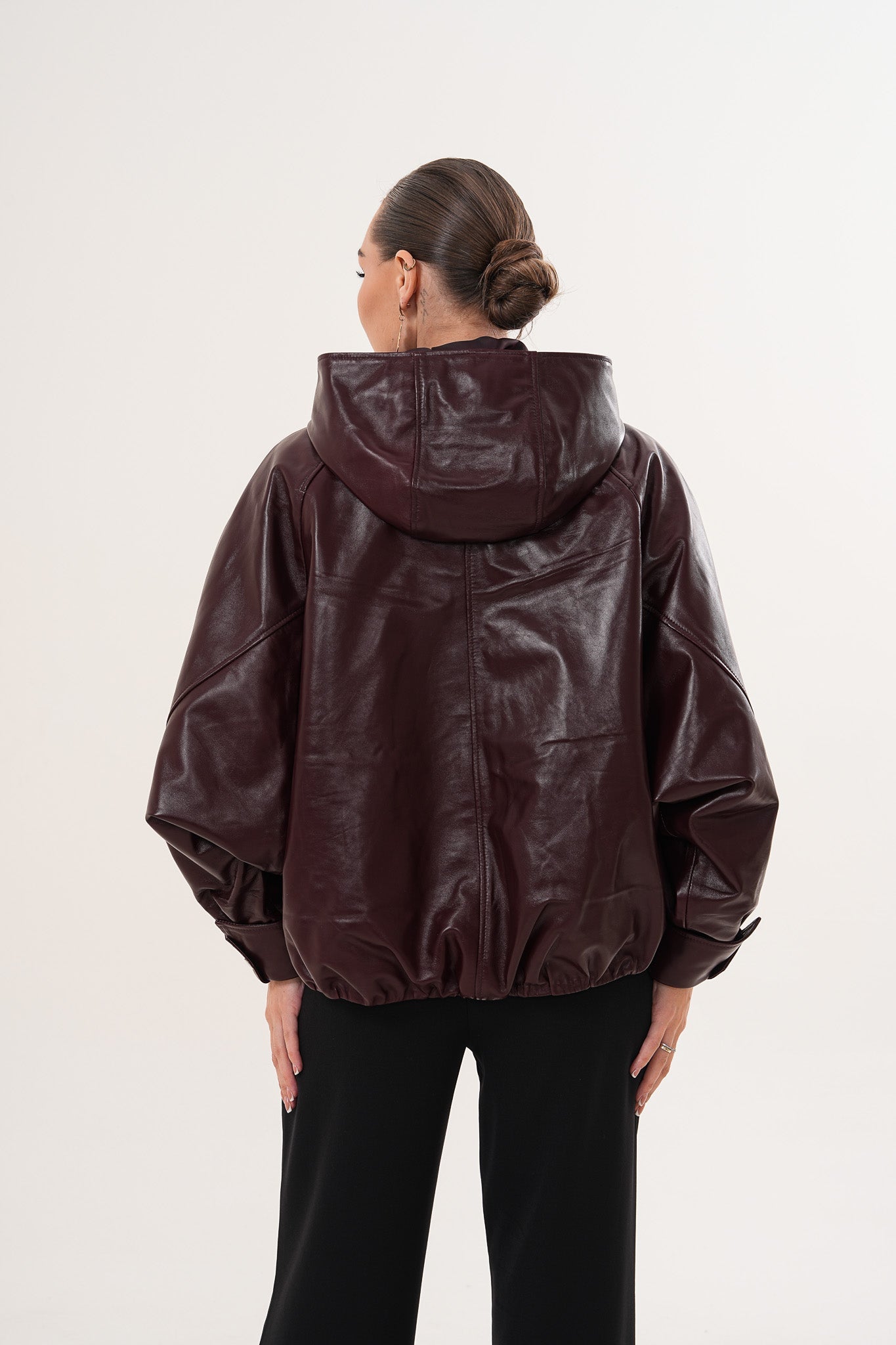 The Marvella Burgundy Leather Women Jacket