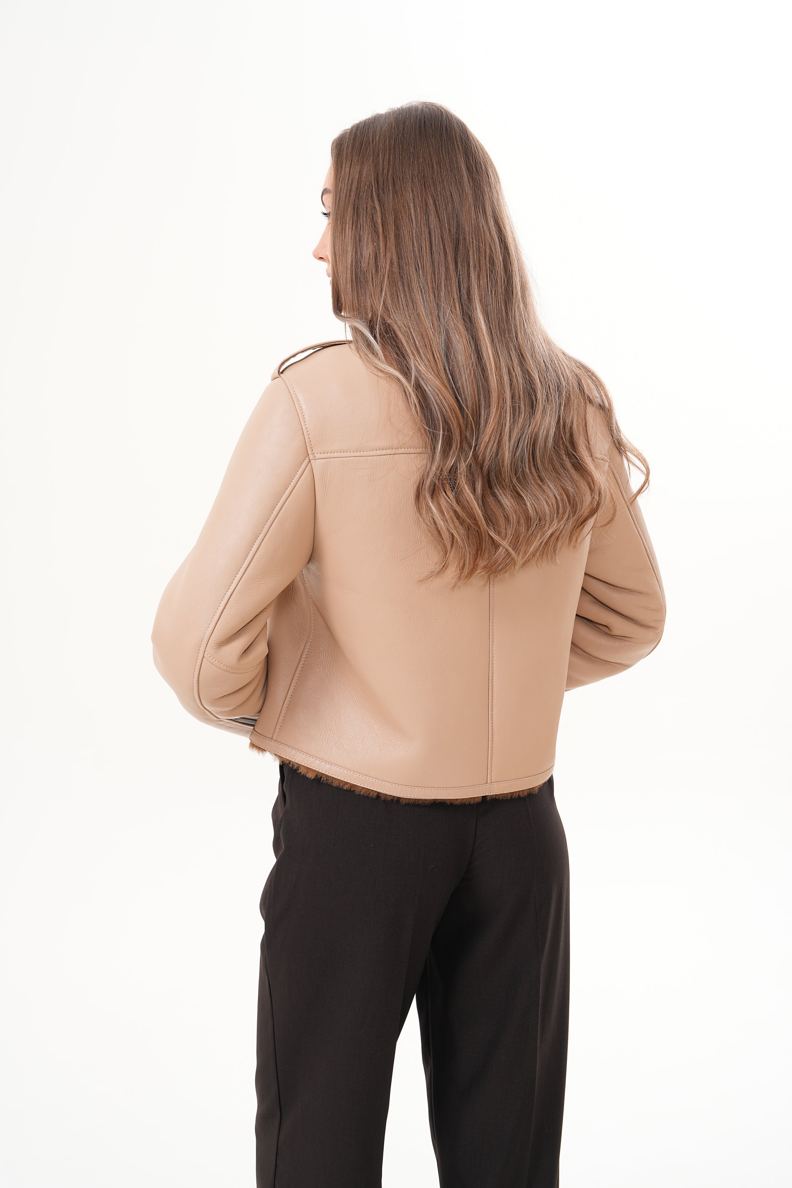 The Lucerne Tan Shearling-Lined Leather Women Jacket
