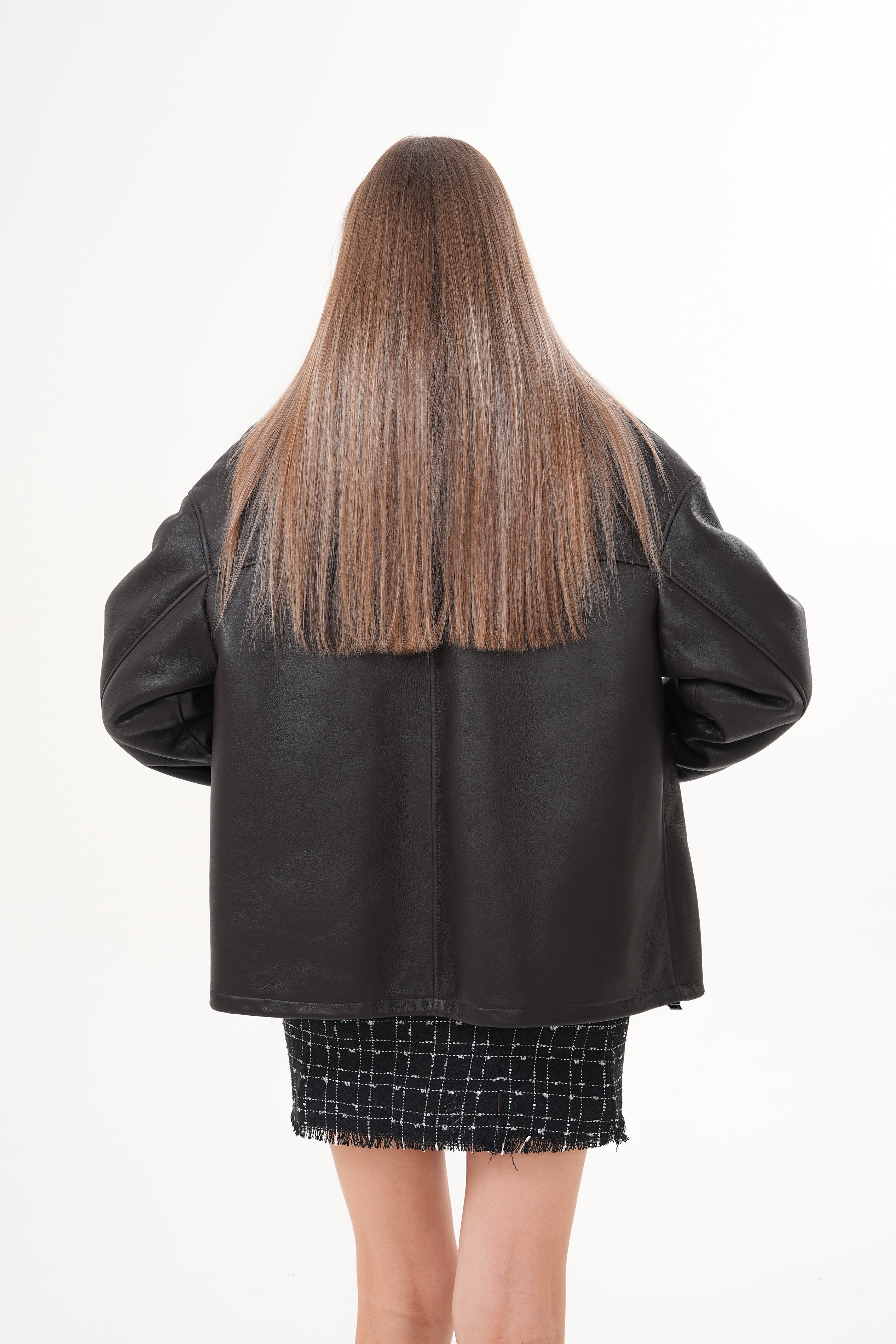 The Elise Black Shearling Leather Women Jacket