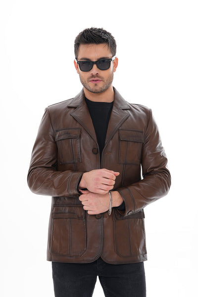 The Ravenna Brown Leather Men Jacket