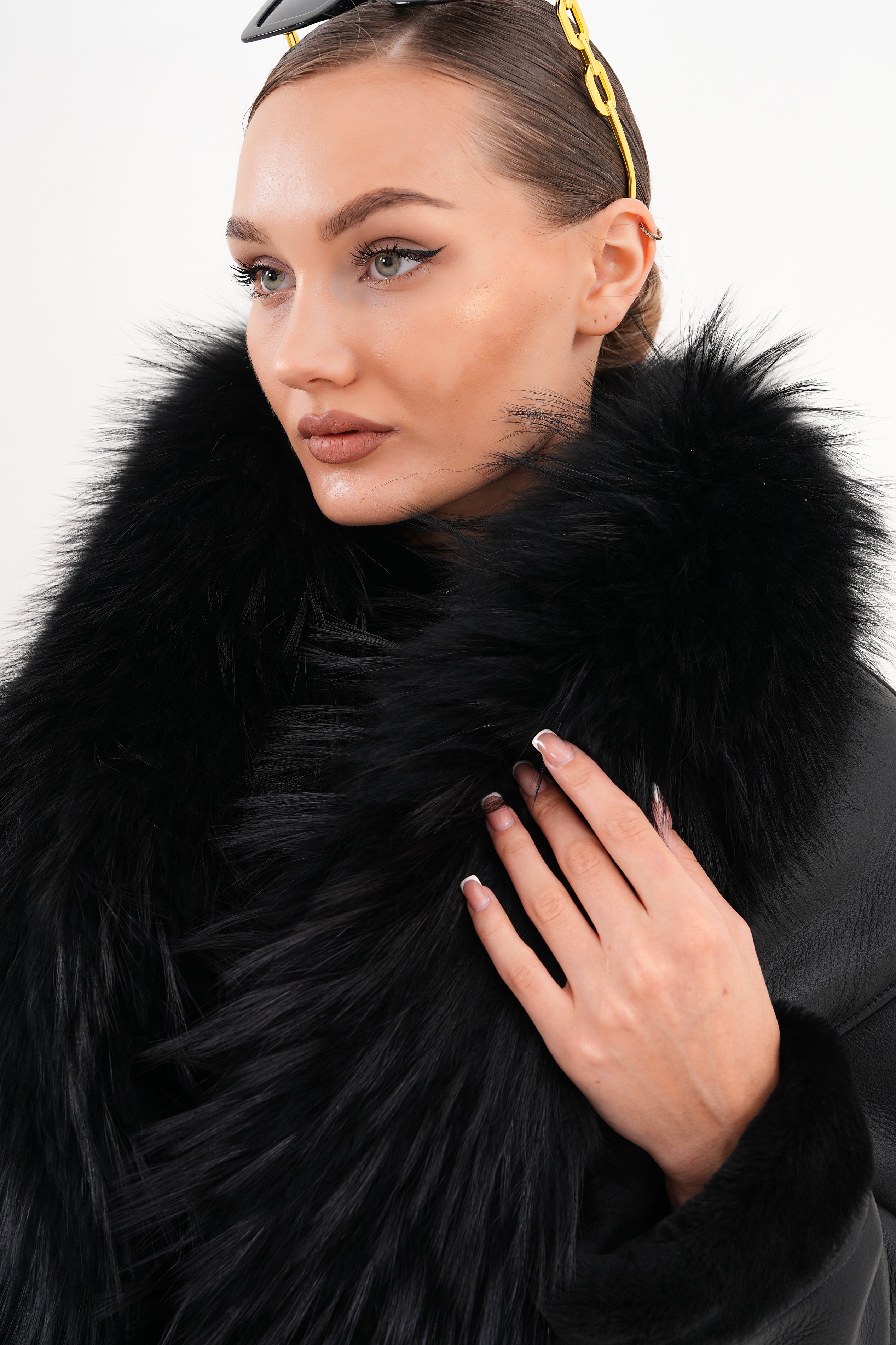 The Elise Black Shearling Leather Women Jacket