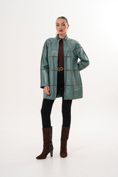 The Prado Reversible Green Leather Women Jacket