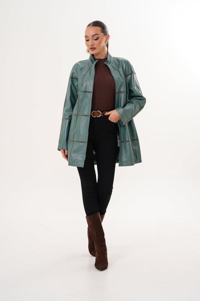 The Prado Reversible Green Leather Women Jacket