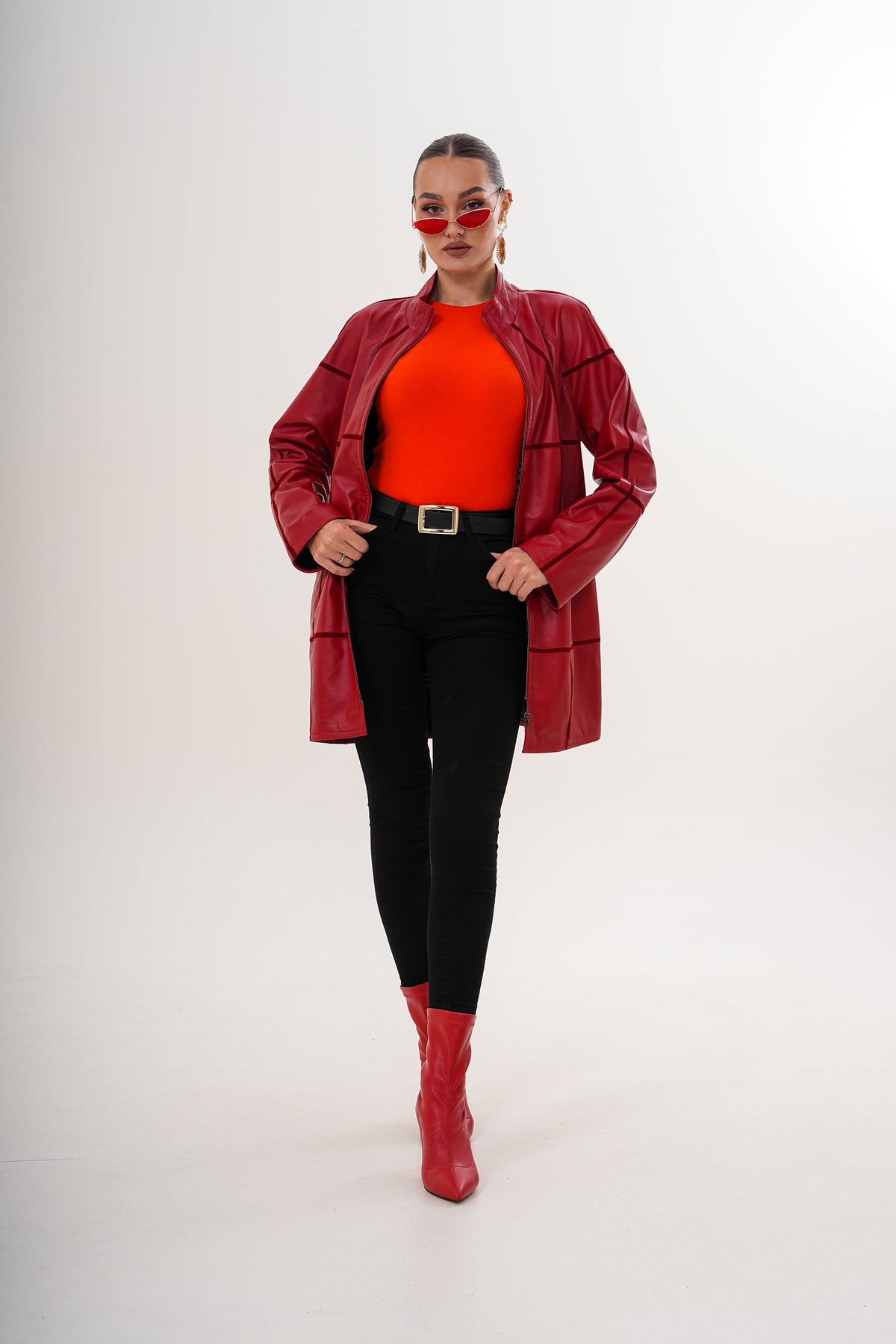 Vinci Leather The Prado Reversible Red Leather Women Jacket – product view 10