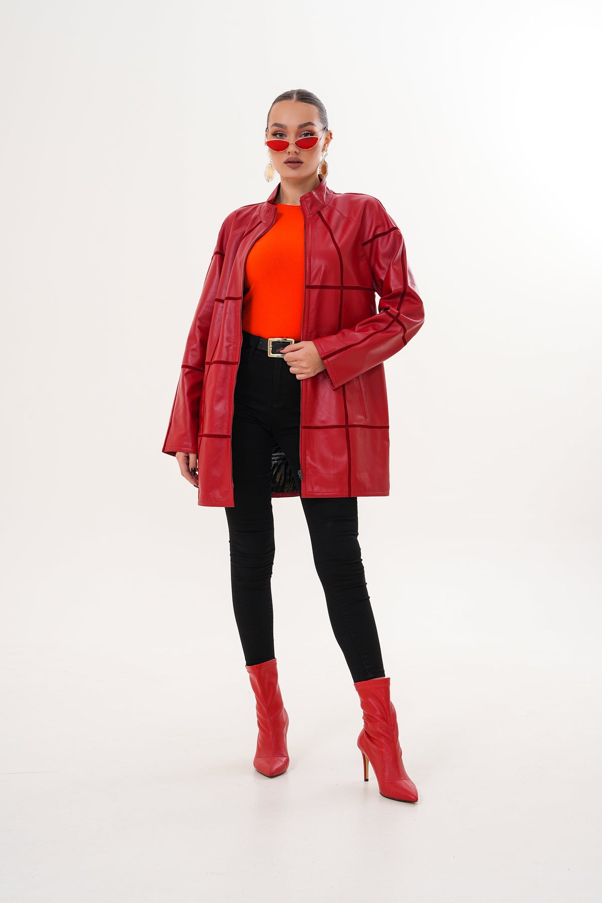 Vinci Leather The Prado Reversible Red Leather Women Jacket – product view 11
