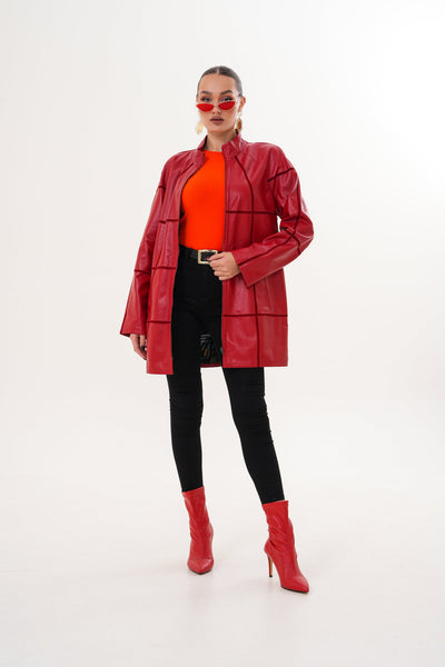 The Prado Reversible Red Leather Women Jacket