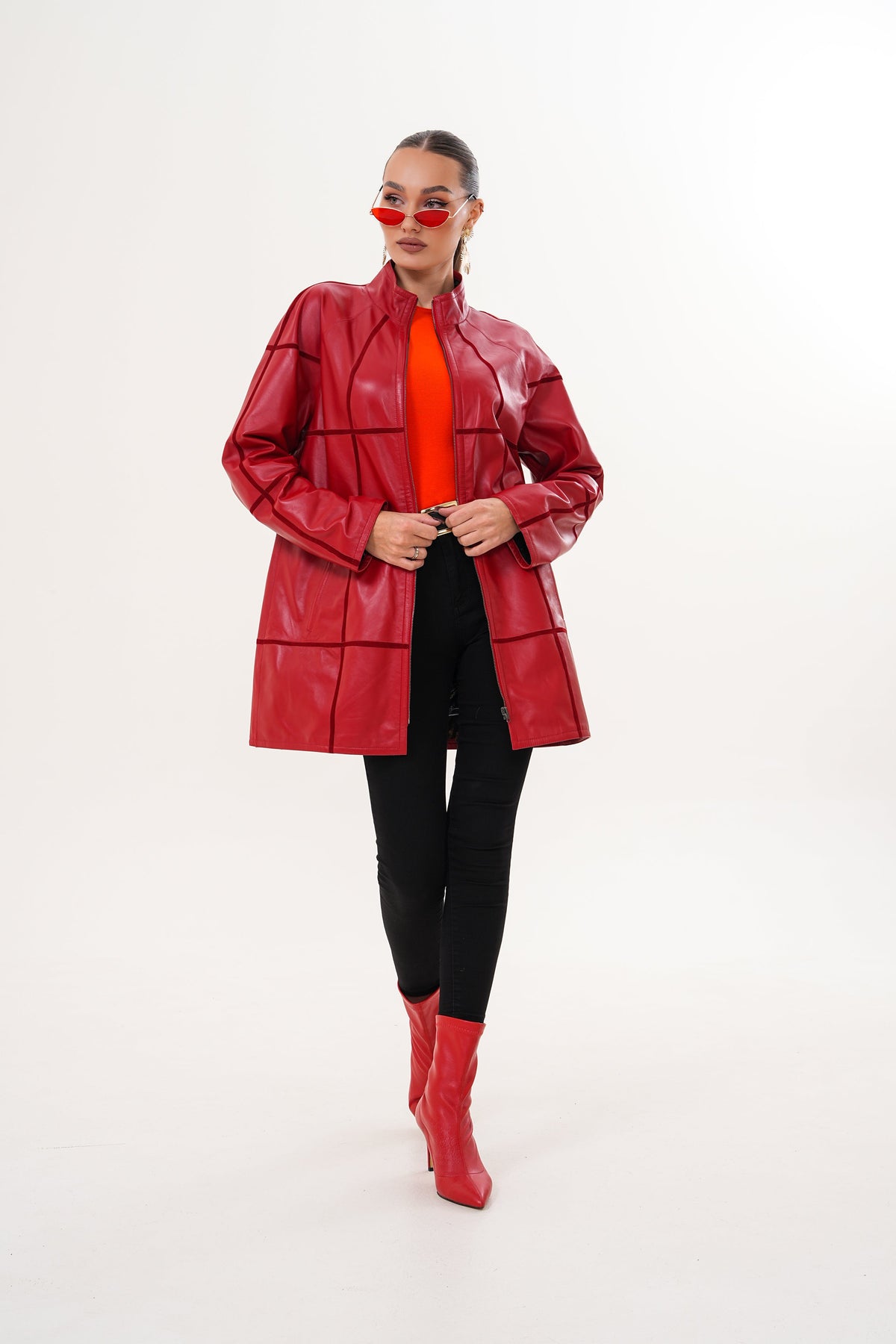 Vinci Leather The Prado Reversible Red Leather Women Jacket – product view 2