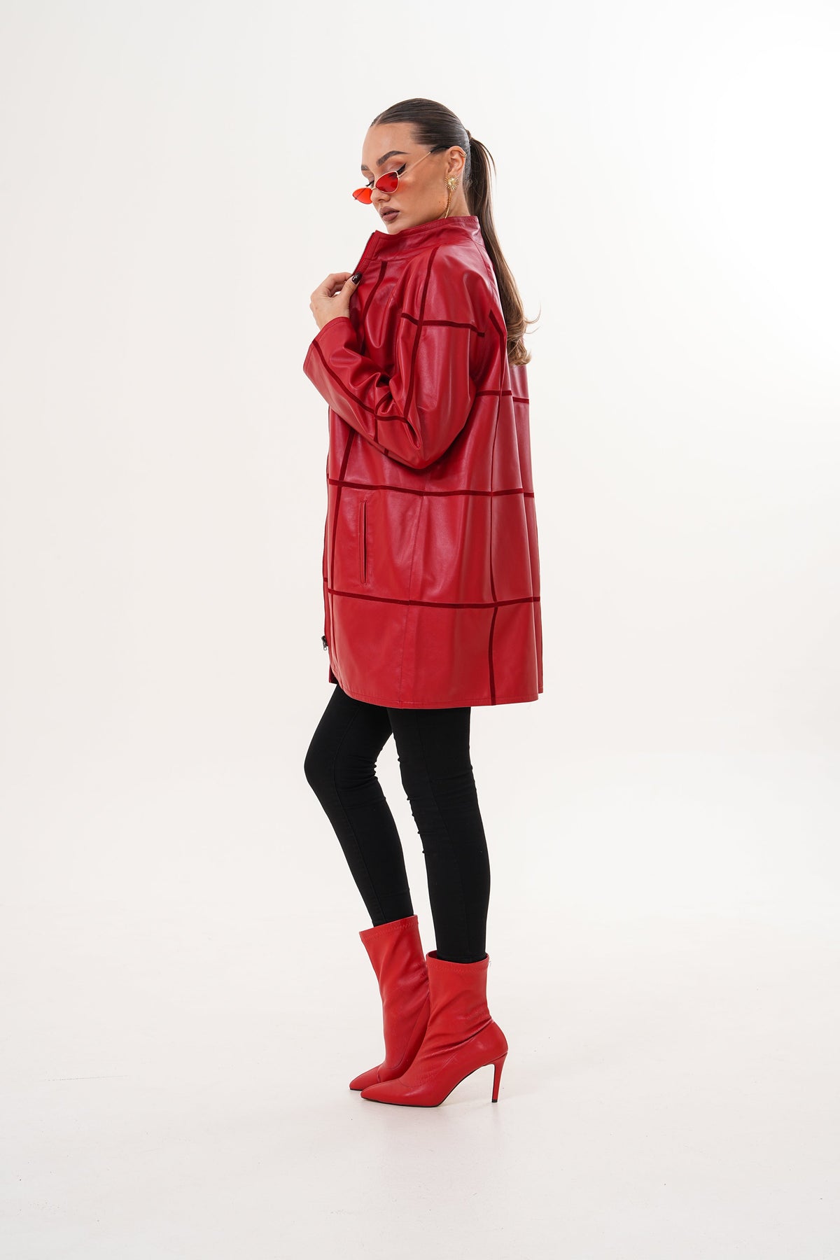 Vinci Leather The Prado Reversible Red Leather Women Jacket – product view 13