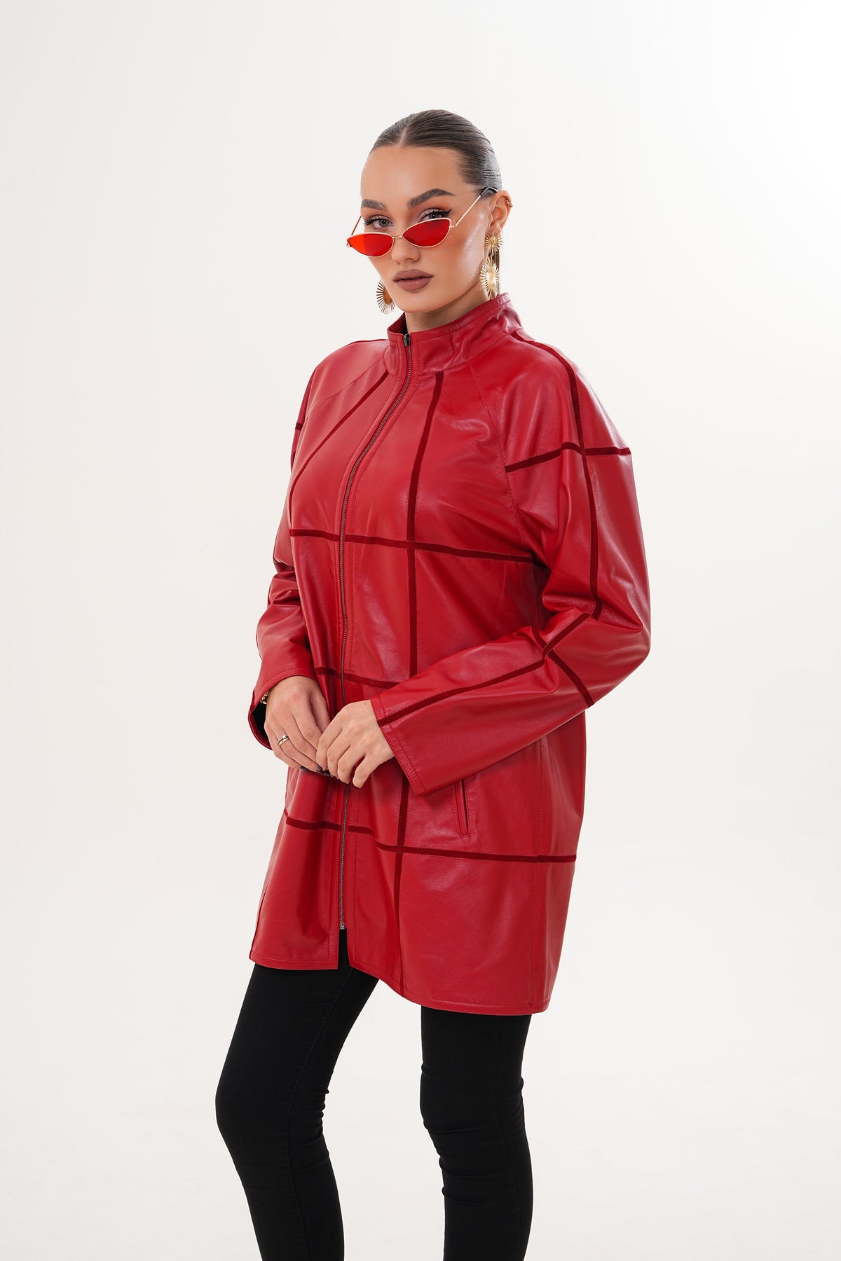 Vinci Leather The Prado Reversible Red Leather Women Jacket – product view 17