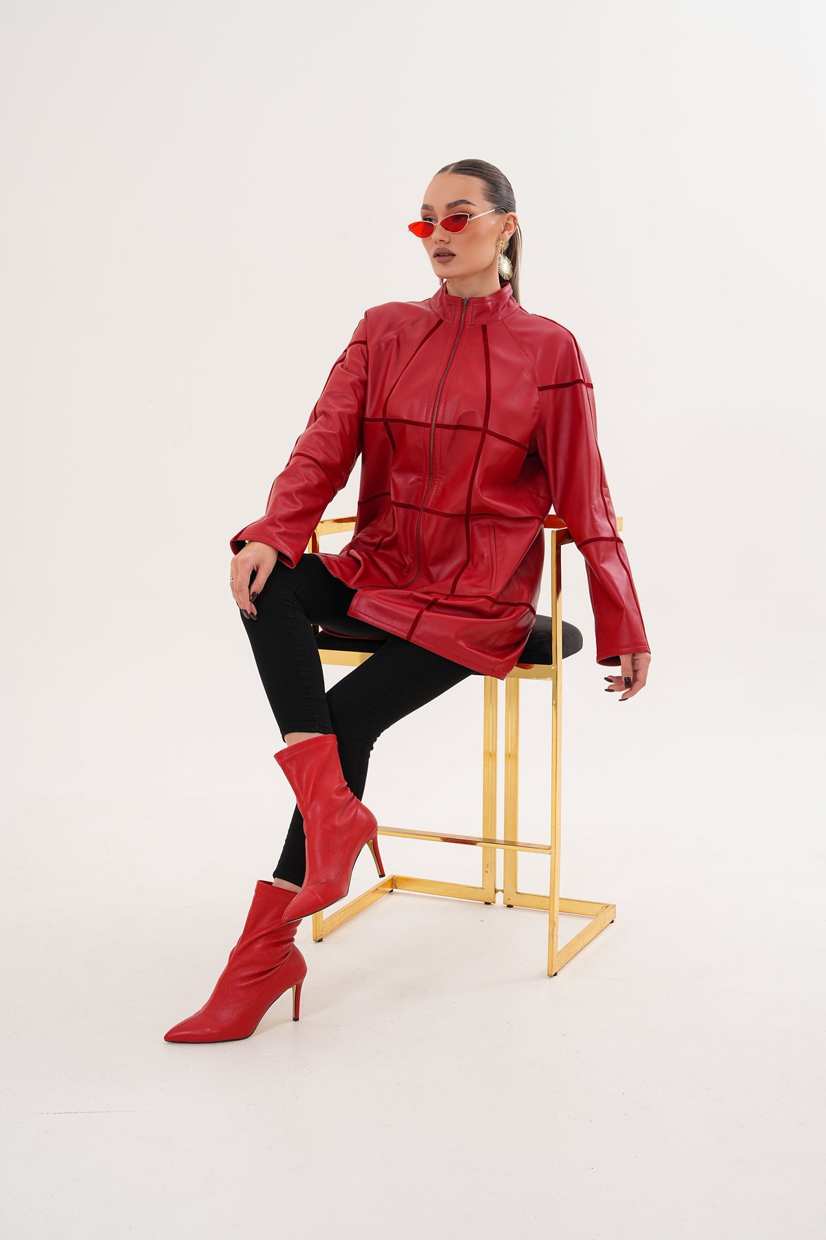 Vinci Leather The Prado Reversible Red Leather Women Jacket – product view 5
