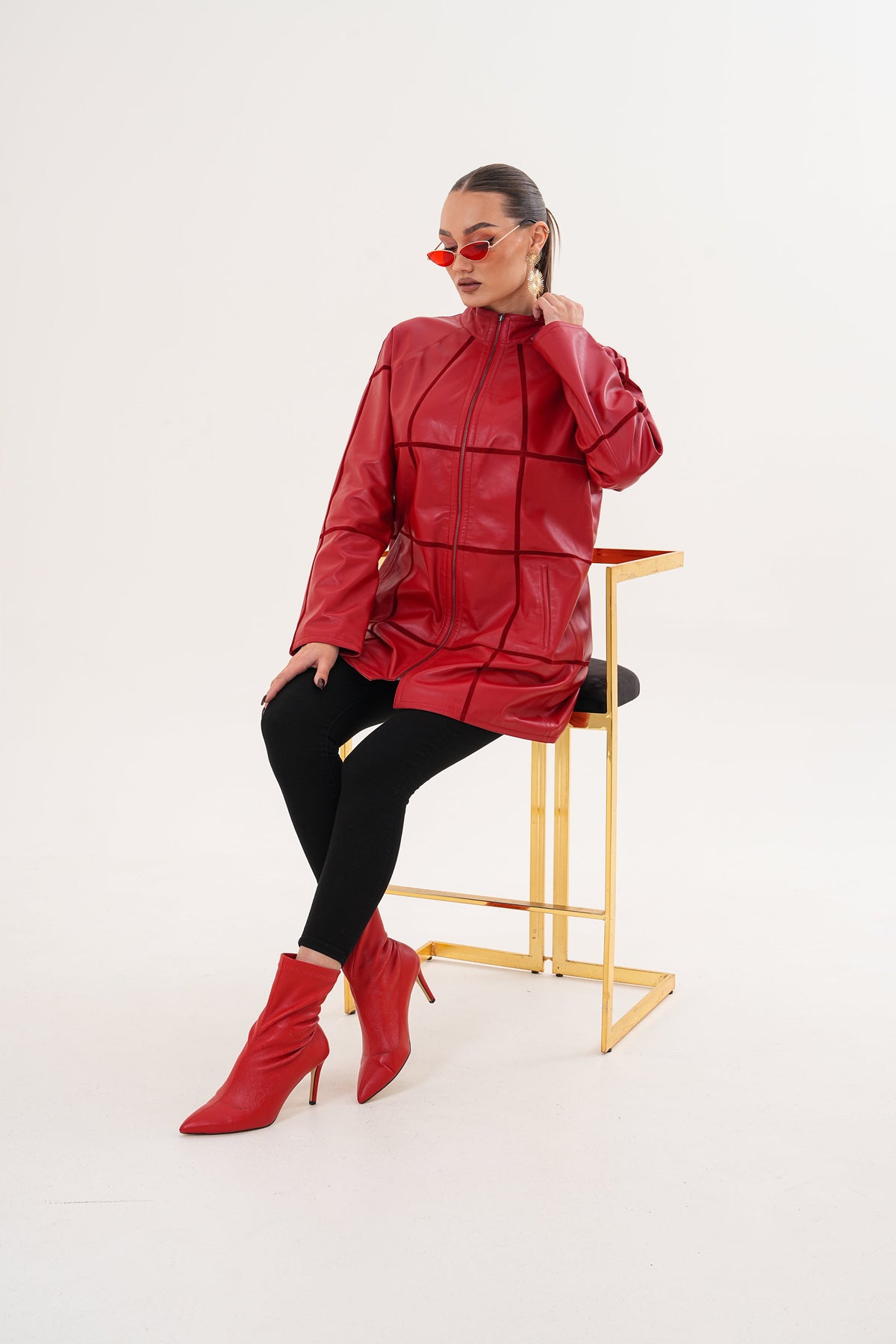 Vinci Leather The Prado Reversible Red Leather Women Jacket – product view 19