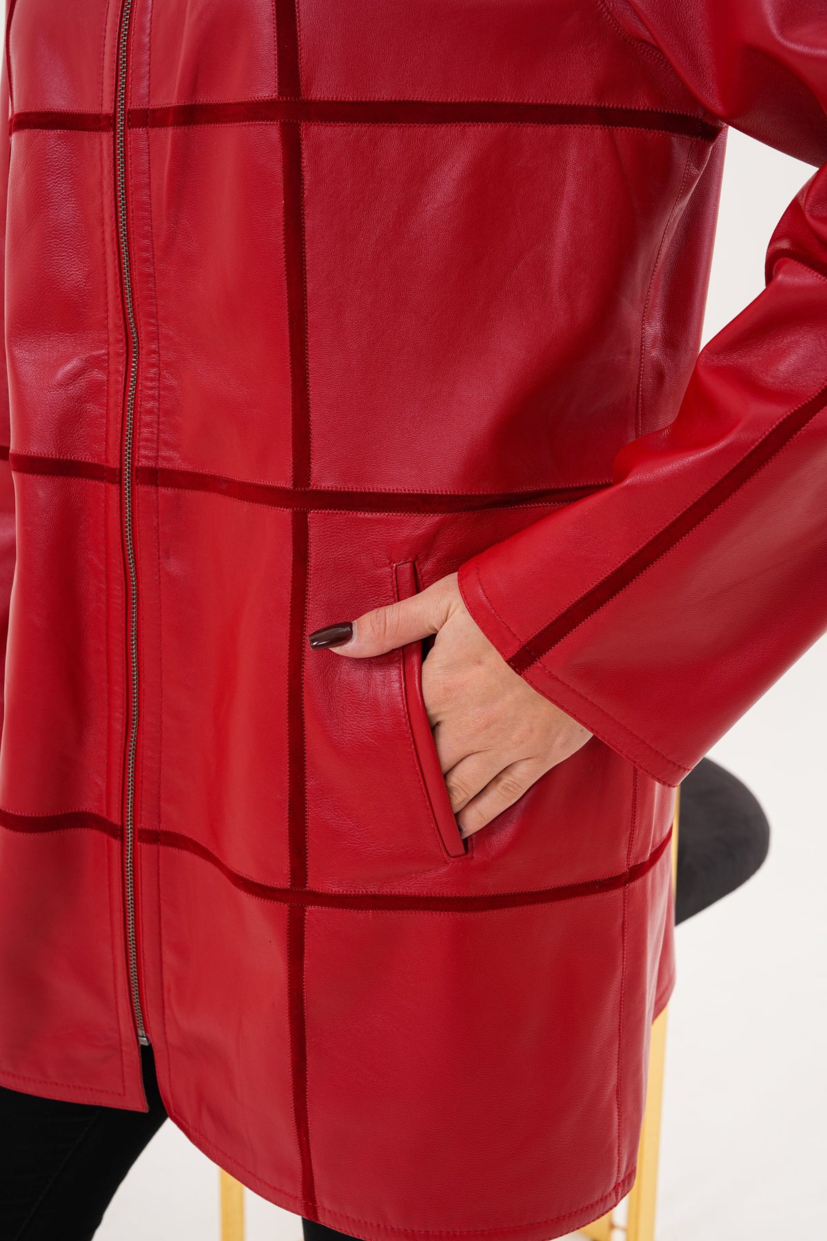 Vinci Leather The Prado Reversible Red Leather Women Jacket – product view 3