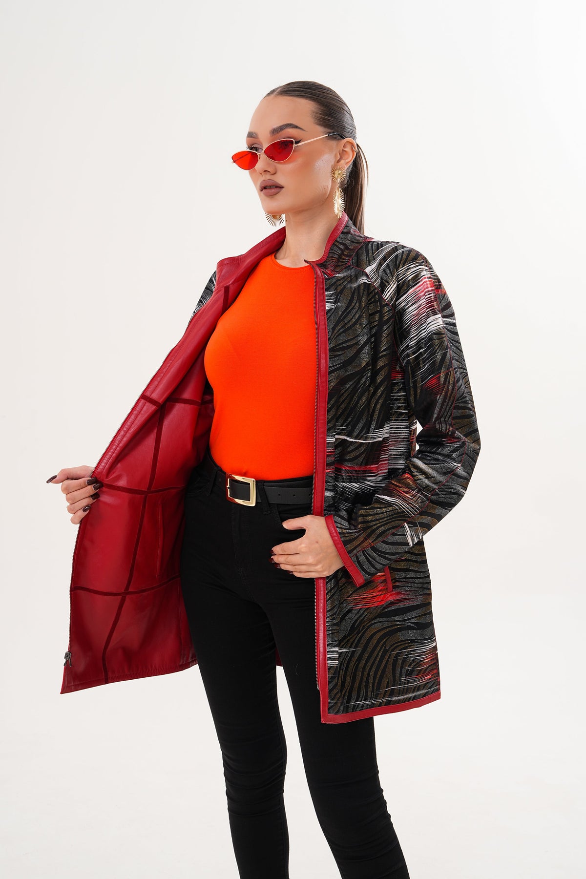 Vinci Leather The Prado Reversible Red Leather Women Jacket – product view 7