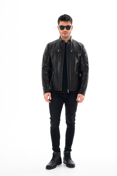 The Falcon Black Pebbled Leather Men Jacket