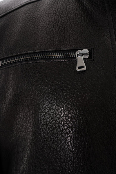 The Falcon Black Pebbled Leather Men Jacket