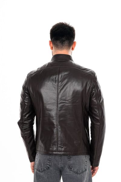 The Falcon Dark Brown Smooth Leather Men Jacket
