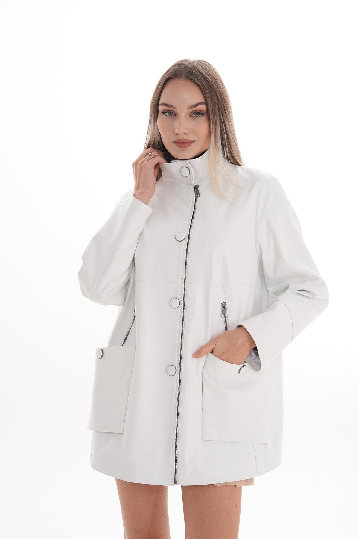 Vinci Leather The Liora White Leather Women Jacket – product view 10