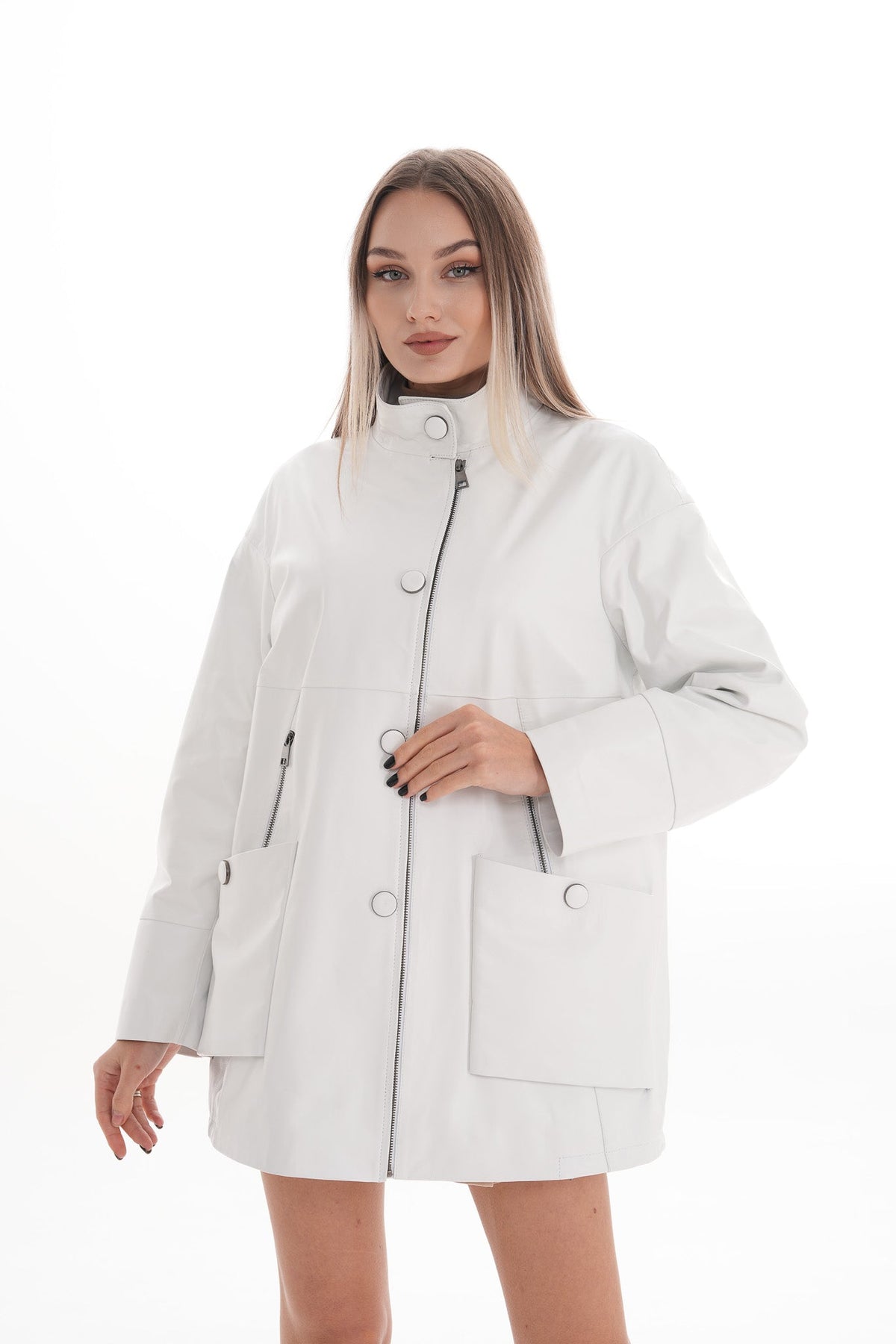 Vinci Leather The Liora White Leather Women Jacket – product view 4
