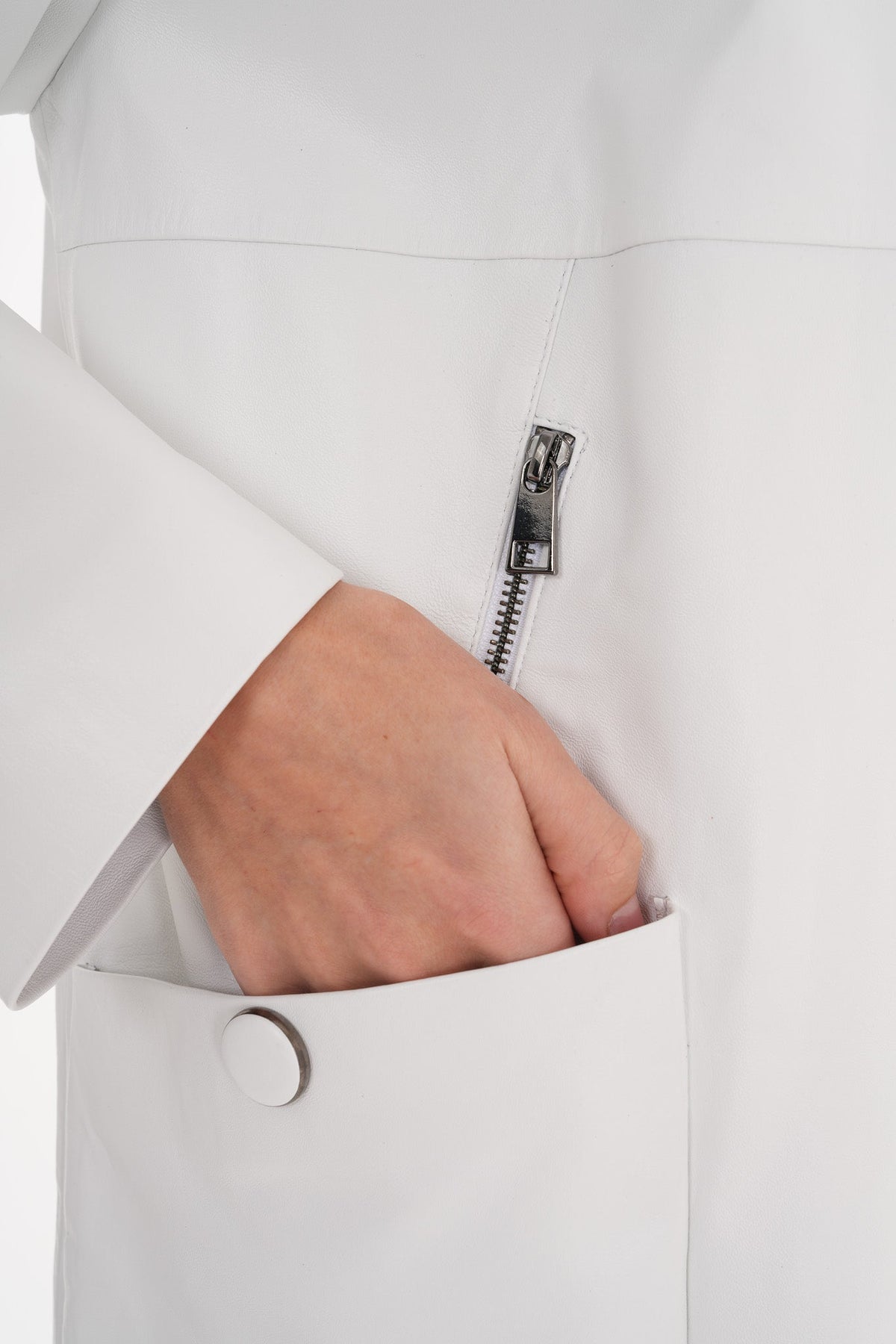 Vinci Leather The Liora White Leather Women Jacket – product view 5
