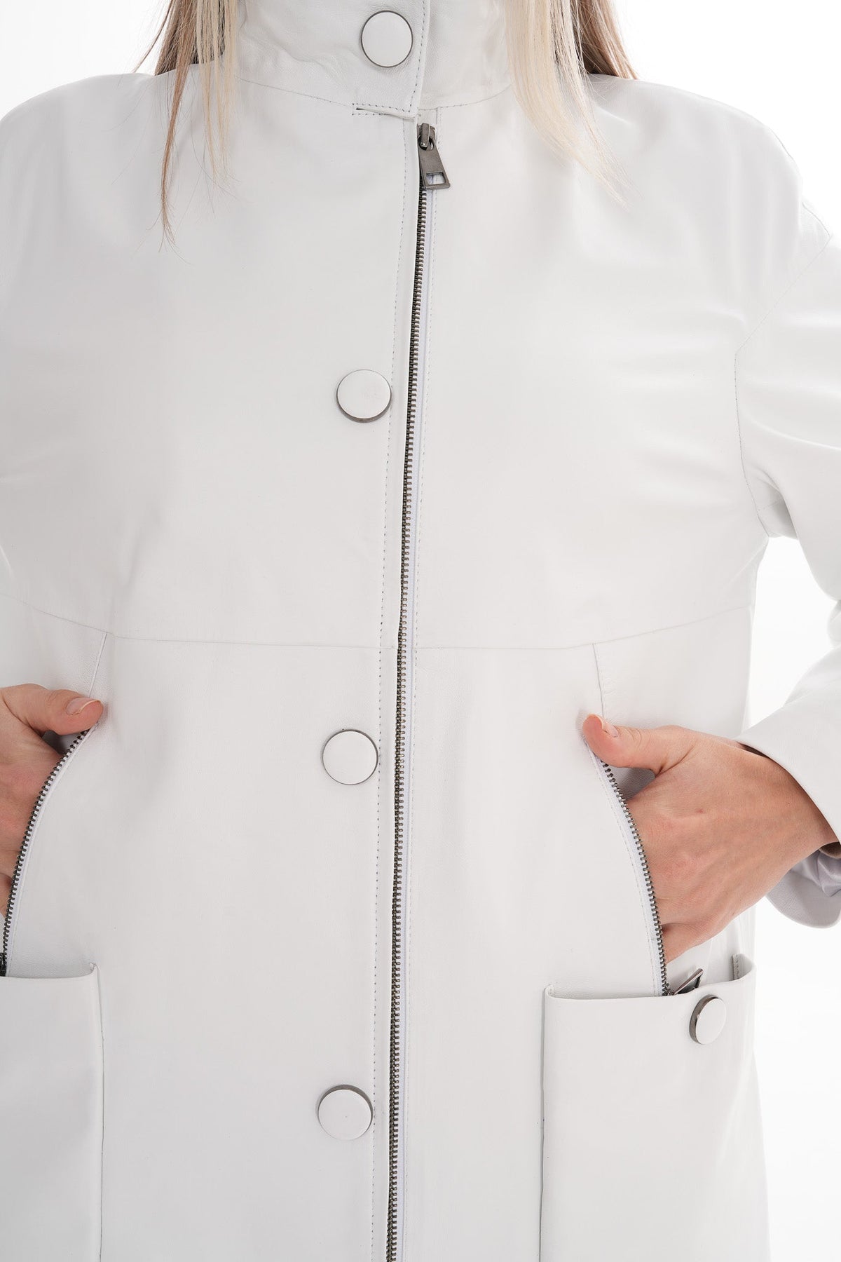 Vinci Leather The Liora White Leather Women Jacket – product view 7