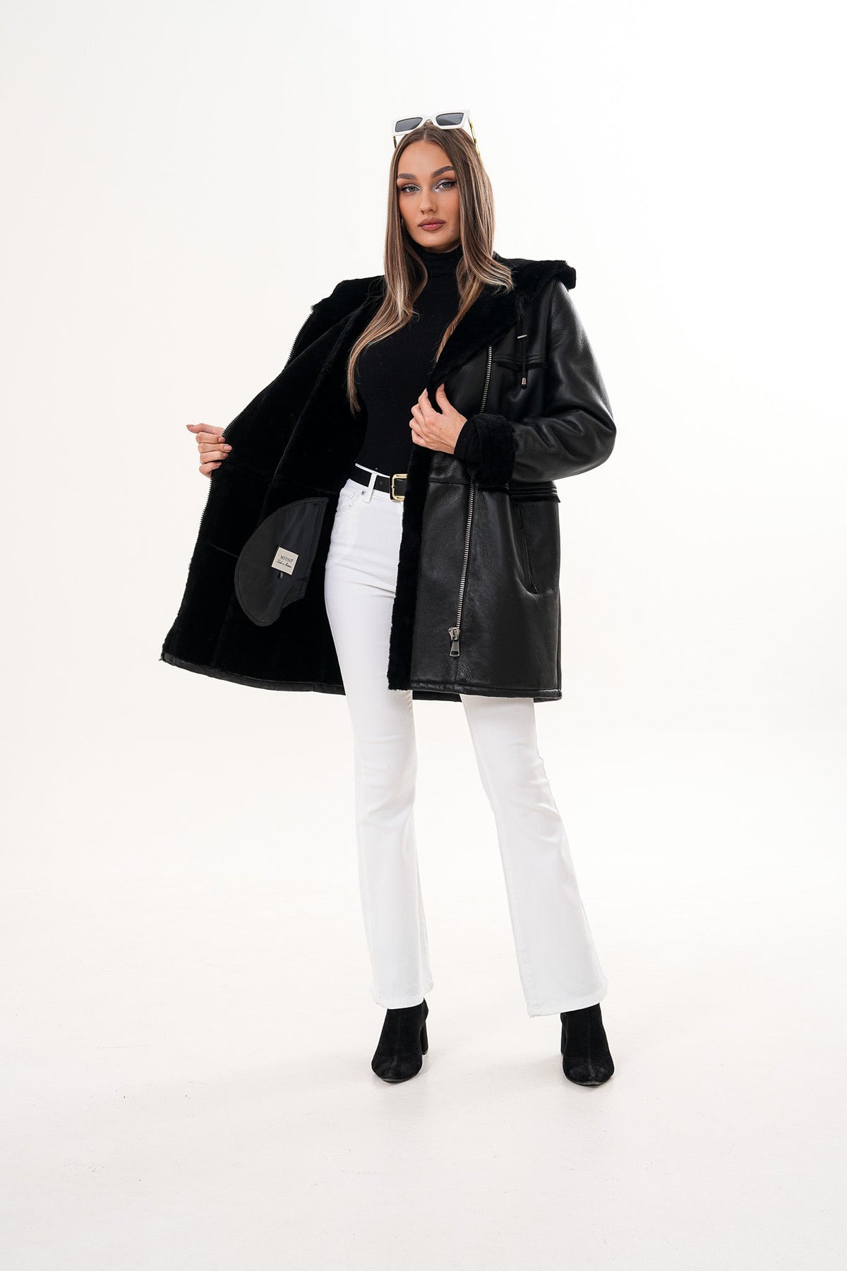 Vinci Leather The Belluna Black Shearling Women Jacket – product view 10
