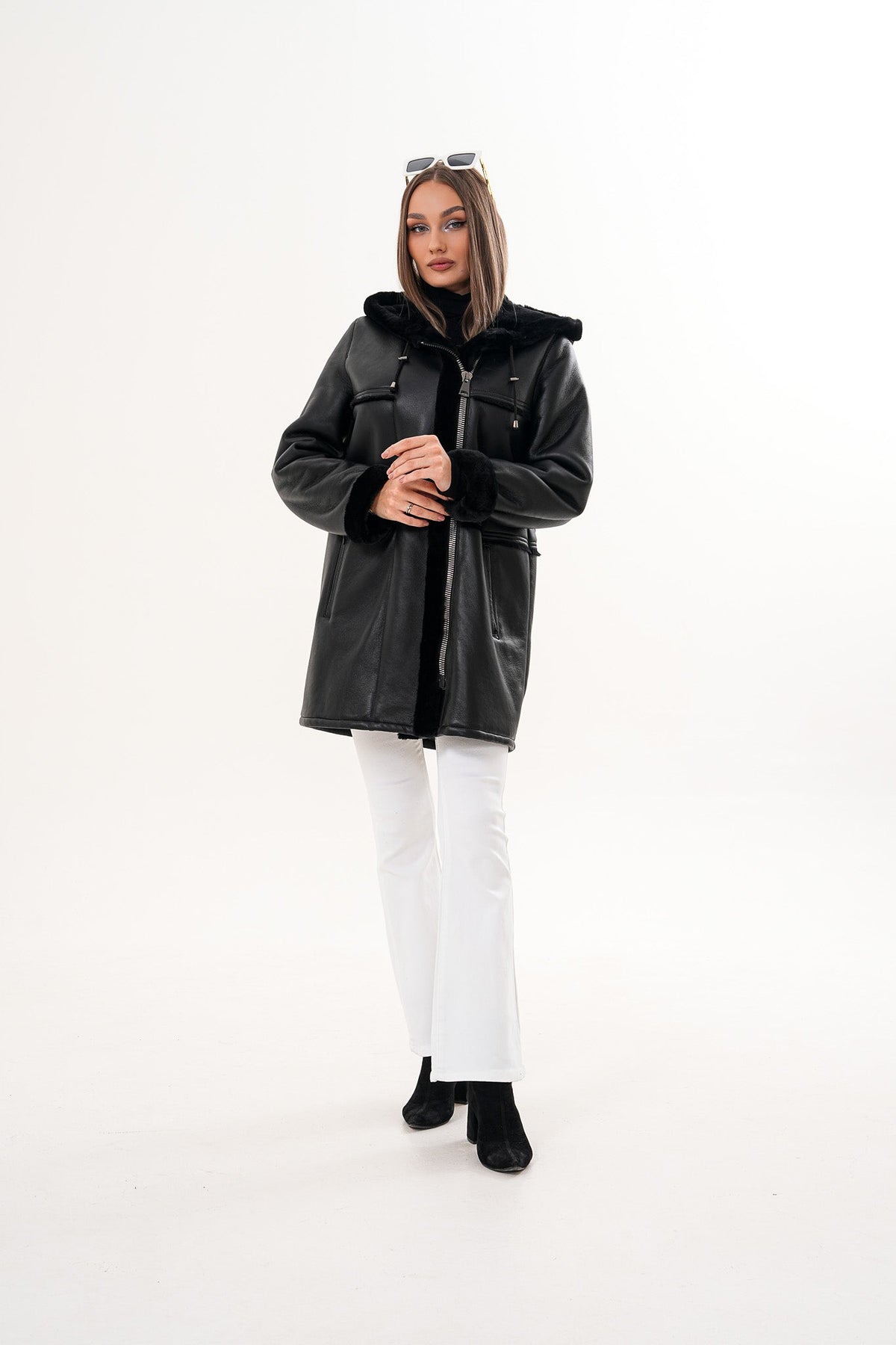 Vinci Leather The Belluna Black Shearling Women Jacket – product view 11