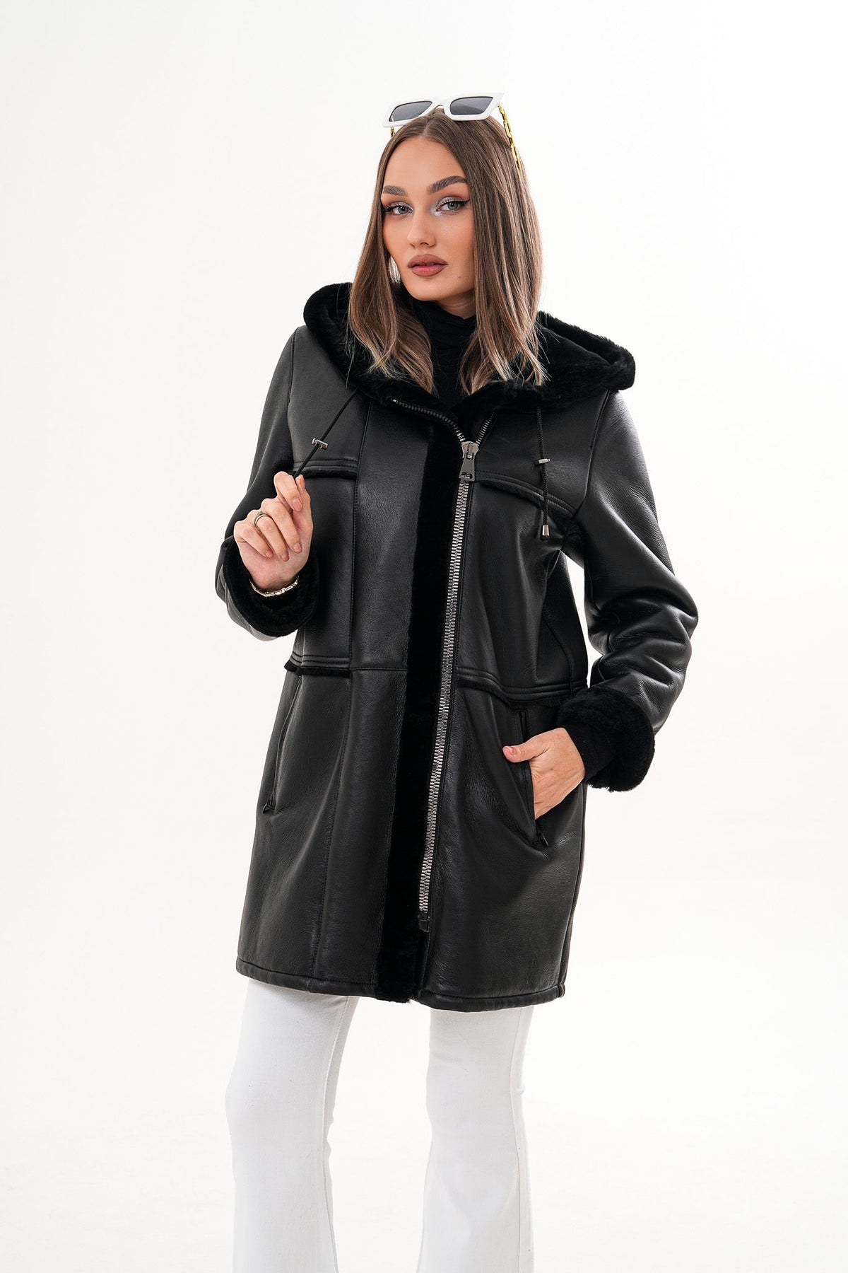 Vinci Leather The Belluna Black Shearling Women Jacket – product view 13