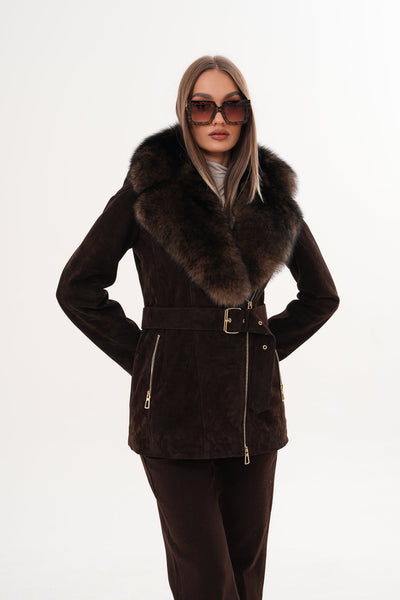 Vinci Leather The Alessia Brown Leather & Fox Fur Women Jacket – product view 13