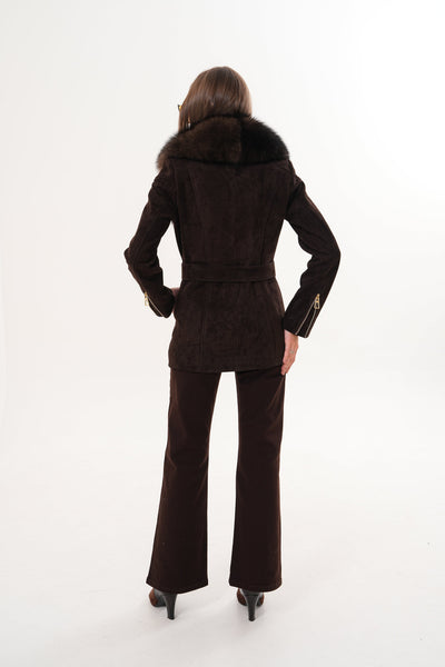 Vinci Leather The Alessia Brown Leather & Fox Fur Women Jacket – product view 3