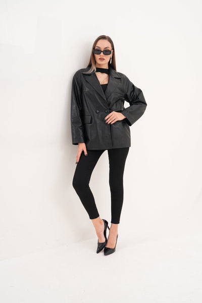 The Viva Black Leather Women Jacket