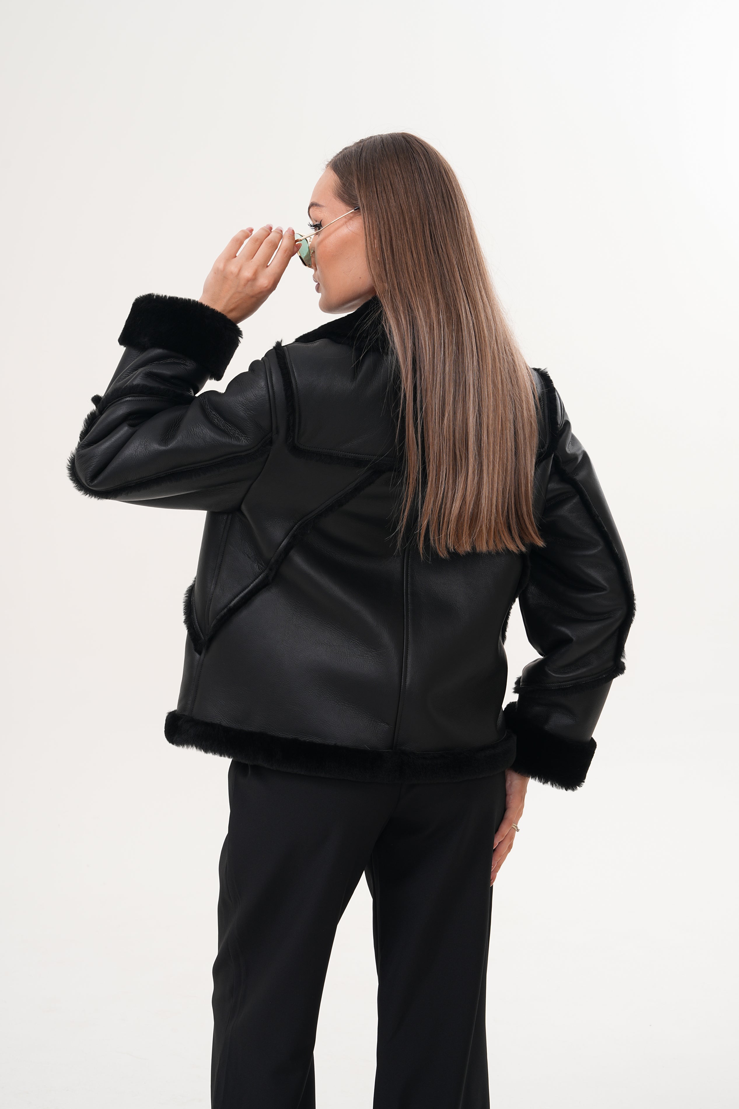 The Denali Black Shearling Leather Women Jacket