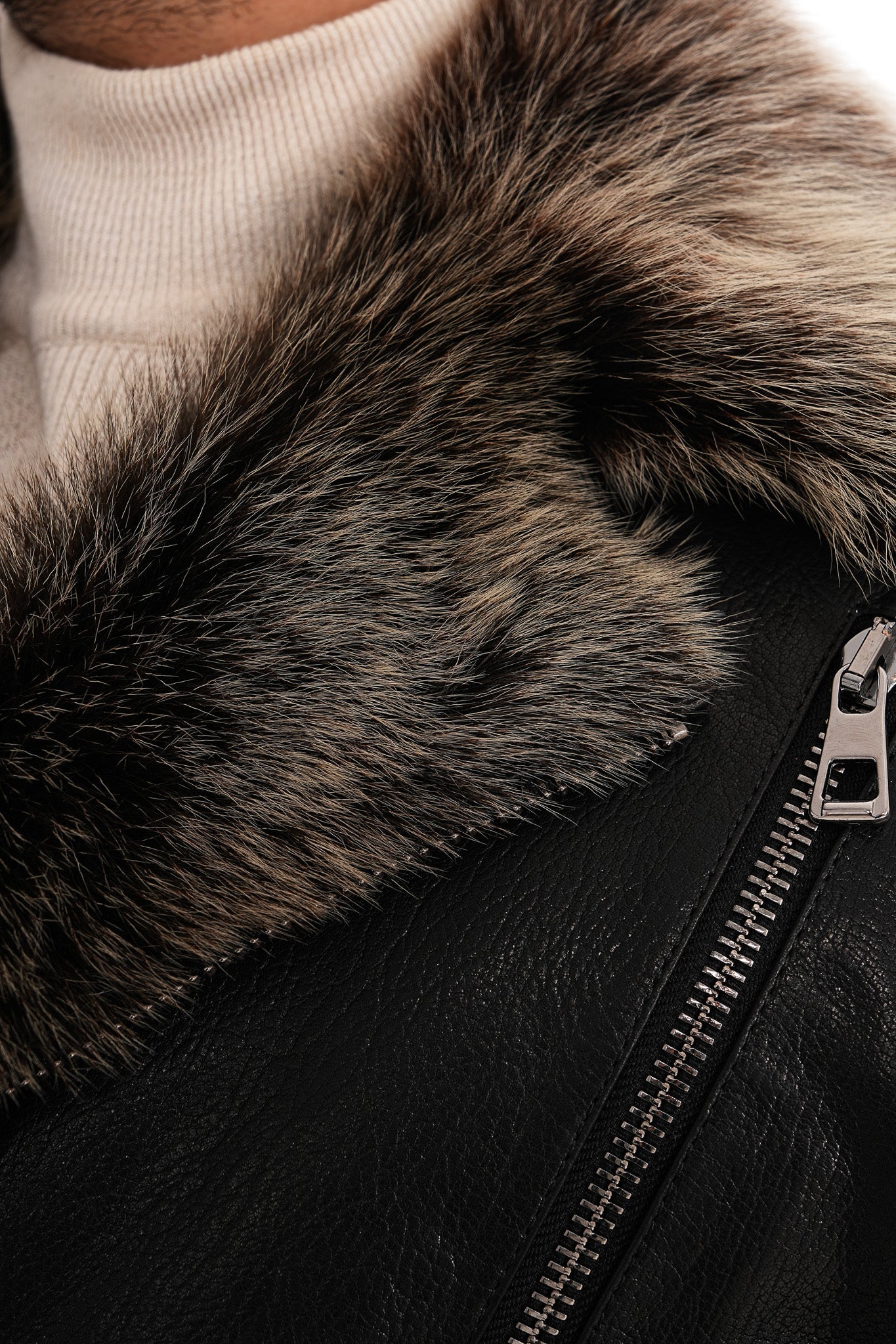 The Cortina Black Shearling Leather Men Jacket