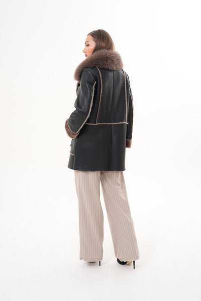 The Avalon Shearling Black Leather Women Jacket