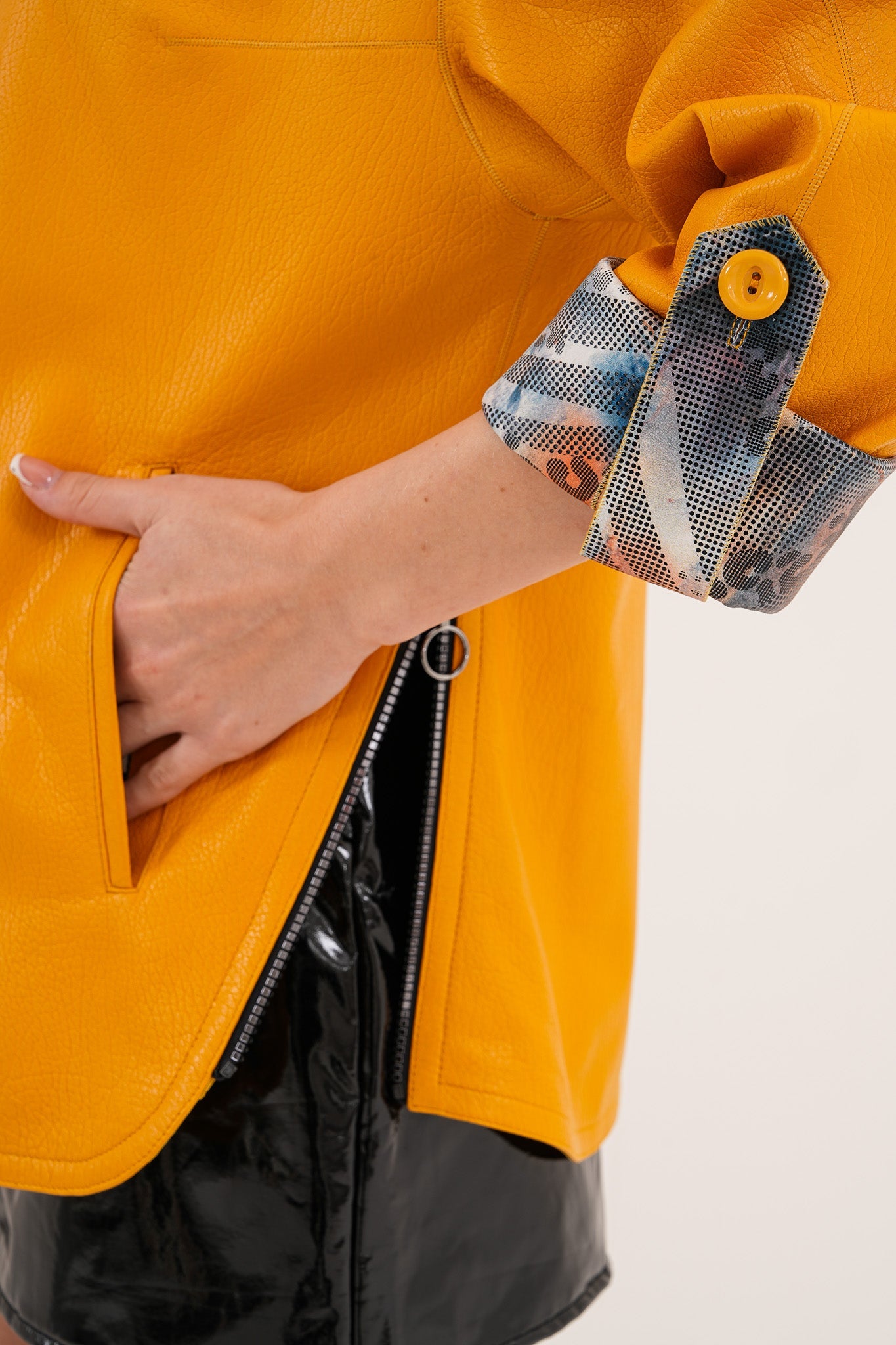 The Nyxara Reversible Hooded Mustard Yellow Leather Women Jacket