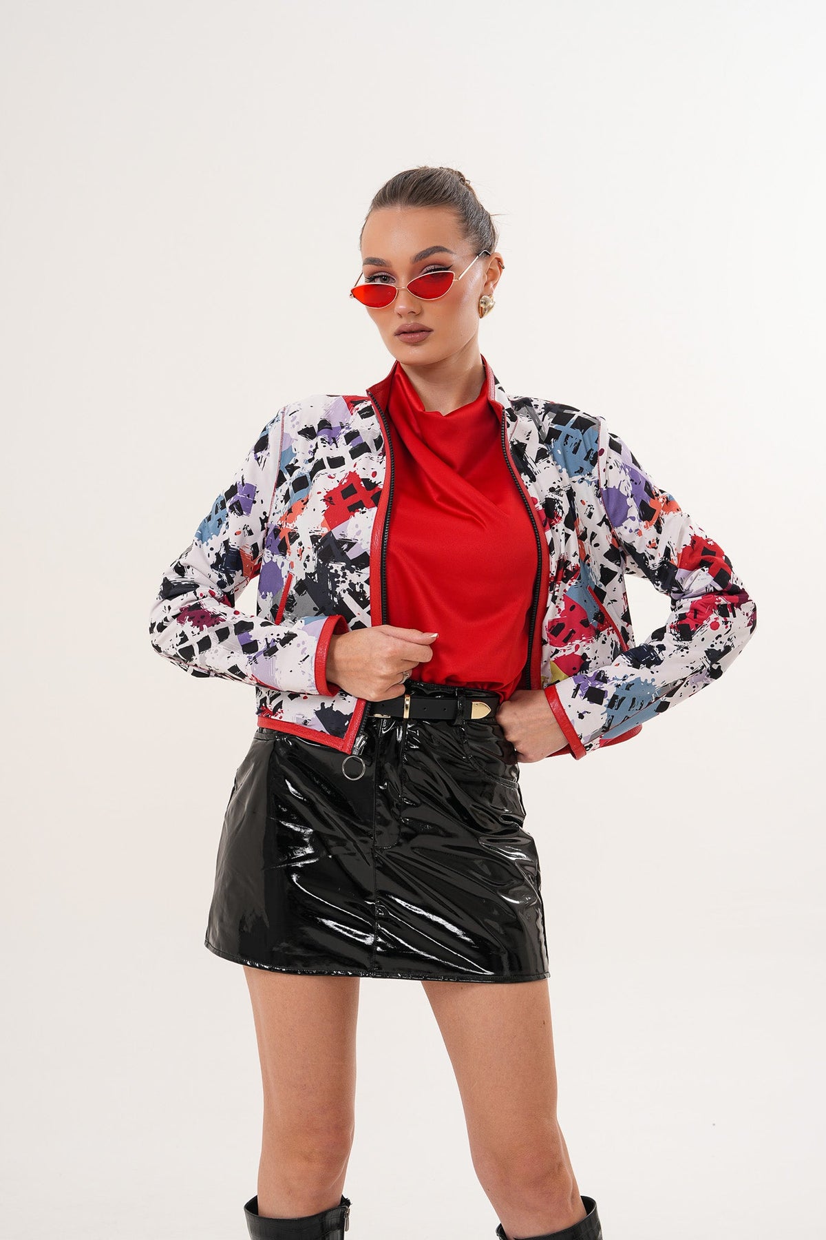 Vinci Leather The Elvaris Reversible Red Leather Women Jacket – product view 4