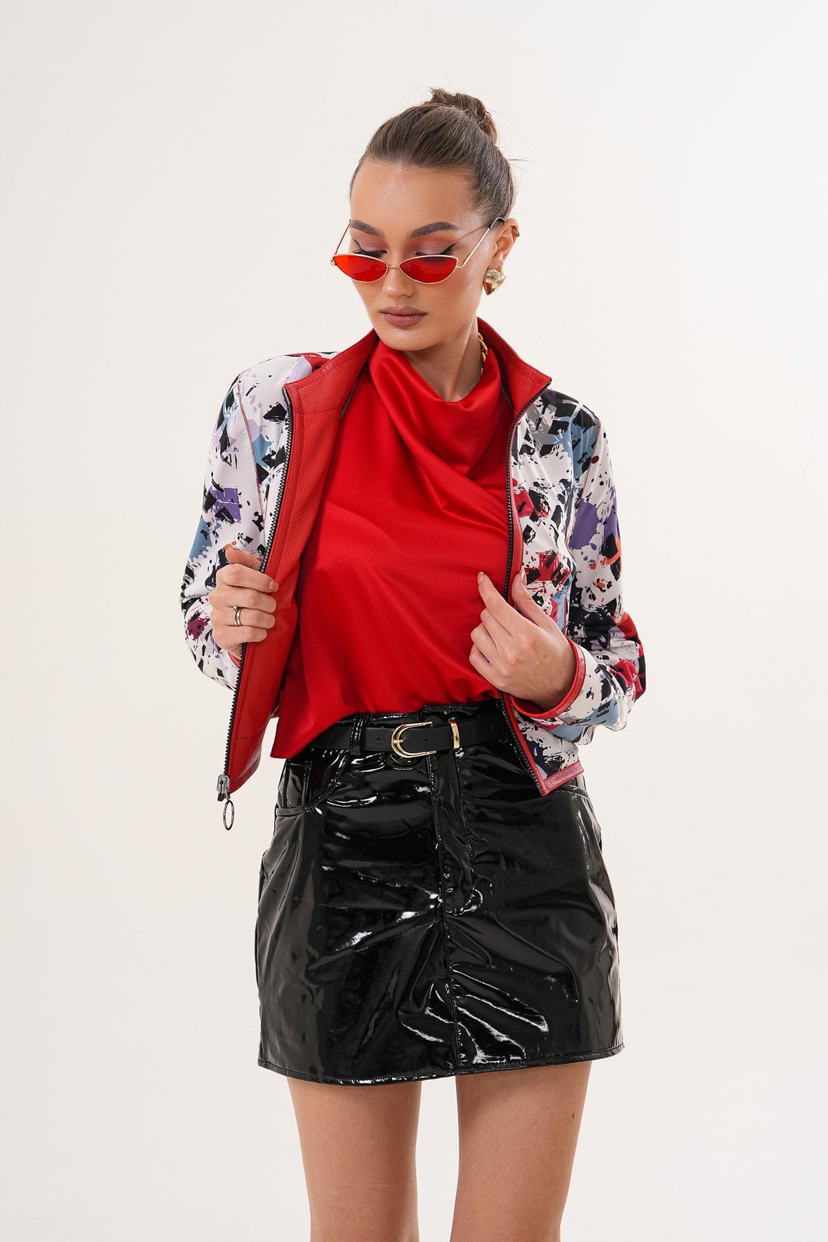 Vinci Leather The Elvaris Reversible Red Leather Women Jacket – product view 5