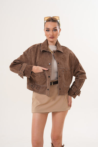 The Velmira Reversible Brown Suede LeatherWomen Jacket